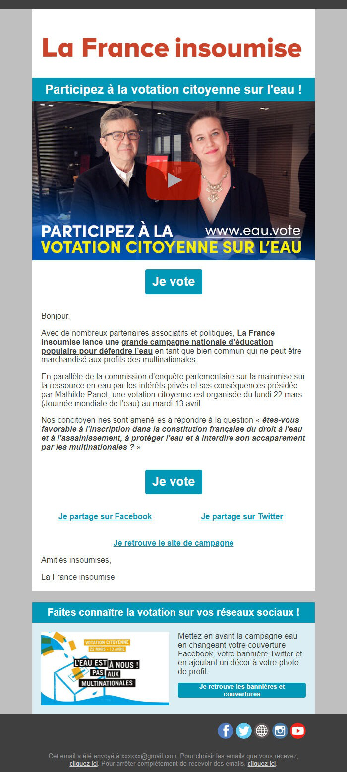 A short email by La France Insoumise